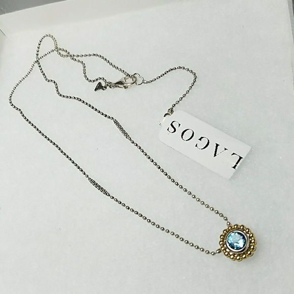 Lagos Jewelry - Lagos Silver 18K Gold Blue Topaz Necklaces